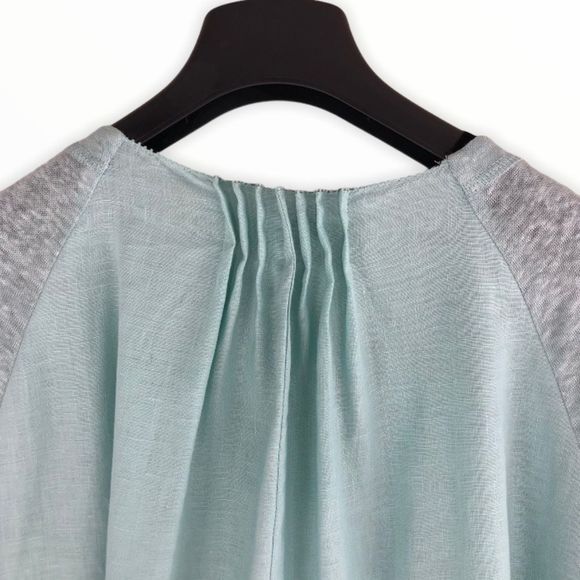 Escada Linen Aqua Pearl Accent Lightweight Tunic Top size 4 in Surf - Picture 5 of 16